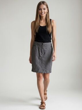 🌻Eileen Fisher Gray Minimalist Lagenlook Straight Skirt | Size Large